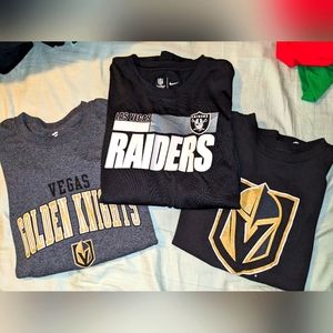Las Vegas Golden Knights and LV Raiders Shirts Boys L Like New!